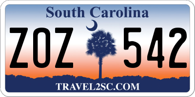 SC license plate ZOZ542
