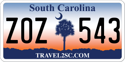 SC license plate ZOZ543