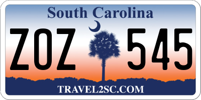 SC license plate ZOZ545