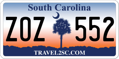 SC license plate ZOZ552