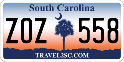 SC license plate ZOZ558