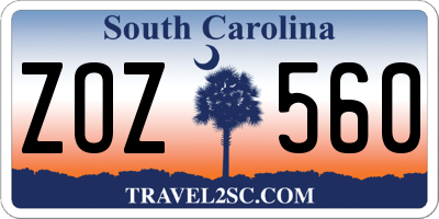 SC license plate ZOZ560