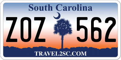 SC license plate ZOZ562