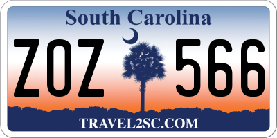 SC license plate ZOZ566