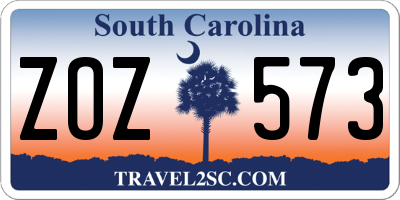 SC license plate ZOZ573