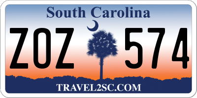 SC license plate ZOZ574