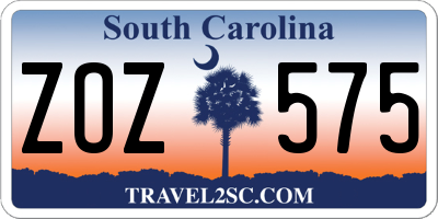 SC license plate ZOZ575
