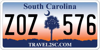 SC license plate ZOZ576