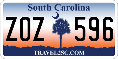 SC license plate ZOZ596