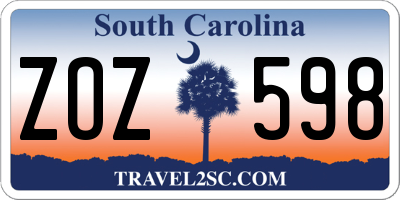 SC license plate ZOZ598