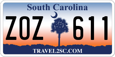 SC license plate ZOZ611
