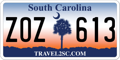 SC license plate ZOZ613