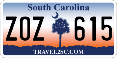 SC license plate ZOZ615