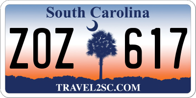 SC license plate ZOZ617