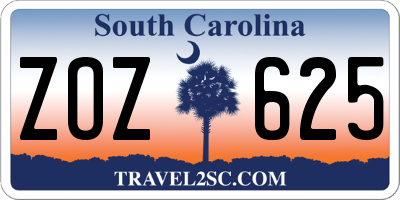 SC license plate ZOZ625