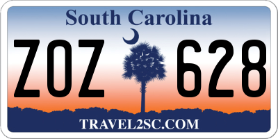 SC license plate ZOZ628