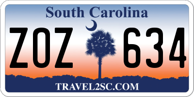 SC license plate ZOZ634