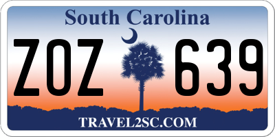 SC license plate ZOZ639