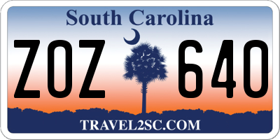 SC license plate ZOZ640