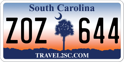 SC license plate ZOZ644