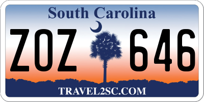 SC license plate ZOZ646