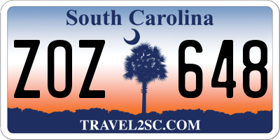 SC license plate ZOZ648
