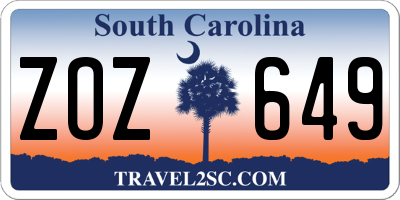 SC license plate ZOZ649