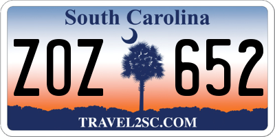 SC license plate ZOZ652