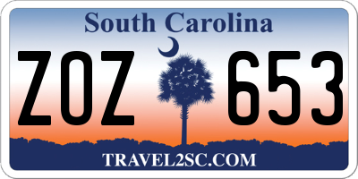 SC license plate ZOZ653