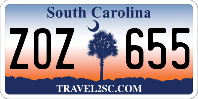 SC license plate ZOZ655