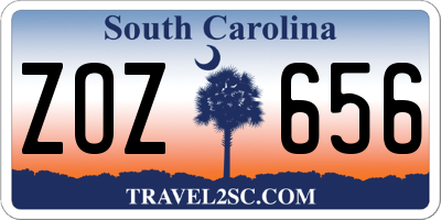 SC license plate ZOZ656