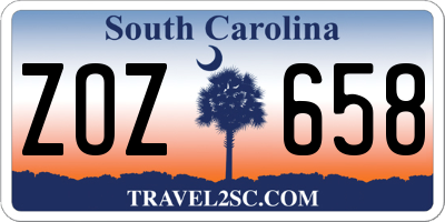 SC license plate ZOZ658