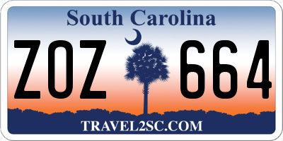 SC license plate ZOZ664