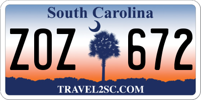 SC license plate ZOZ672