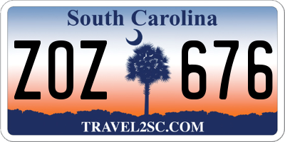 SC license plate ZOZ676