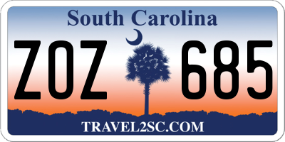 SC license plate ZOZ685