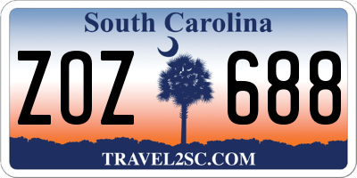 SC license plate ZOZ688