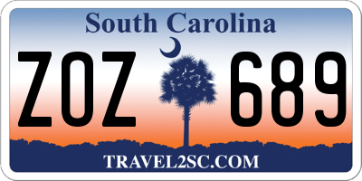 SC license plate ZOZ689
