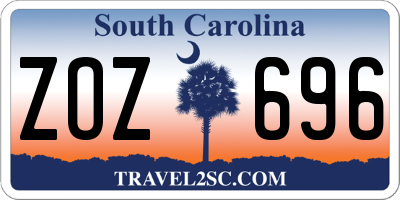 SC license plate ZOZ696