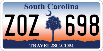 SC license plate ZOZ698