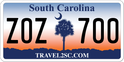 SC license plate ZOZ700