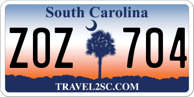 SC license plate ZOZ704