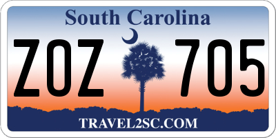 SC license plate ZOZ705
