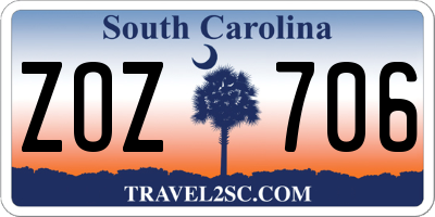 SC license plate ZOZ706