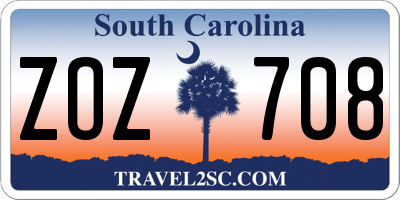 SC license plate ZOZ708