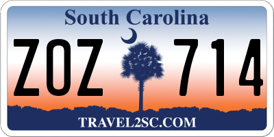SC license plate ZOZ714