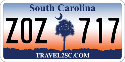 SC license plate ZOZ717