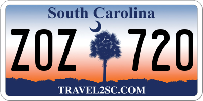 SC license plate ZOZ720