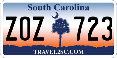 SC license plate ZOZ723