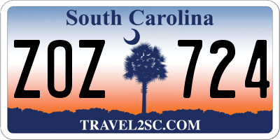 SC license plate ZOZ724
